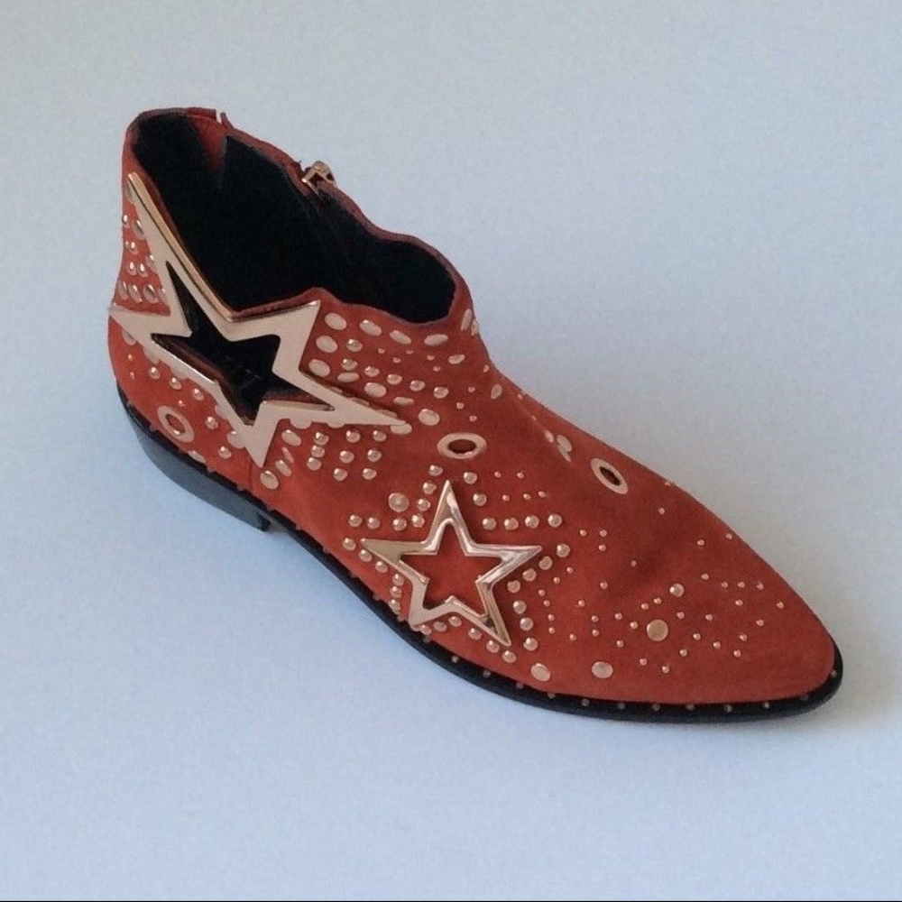 Ivy Kirzhner Stardust Red Suede Ankle Boots - Picture 3 of 8